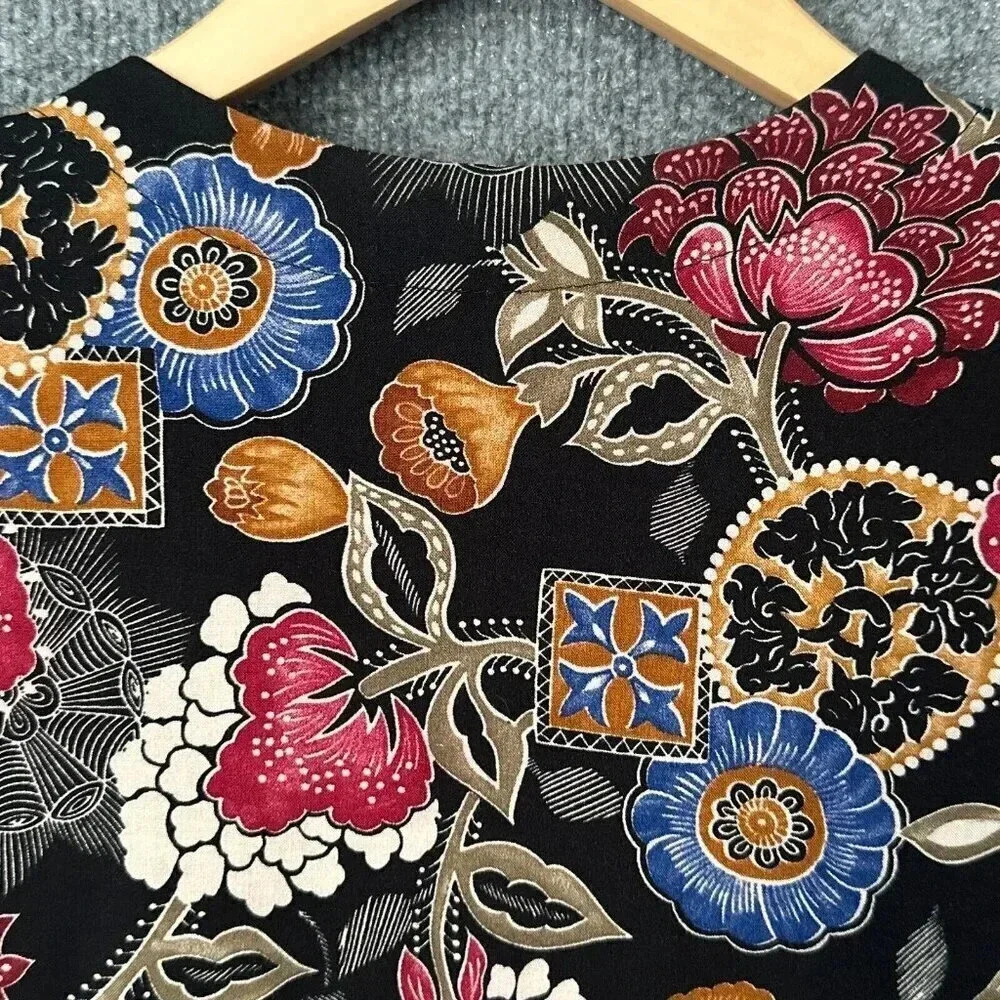 Vintage Artsy Floral Cardigan Womens Small Colorful Open Front Granny Top - Picture 5 of 13